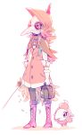  10s 1girl boots female hood mask personification pink_eyes pink_hair plague_doctor pokemon pokemon_(game) pokemon_xy simple_background spritzee white_background 