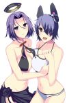  2girls bikini breasts cir.e_(shie) cleavage kantai_collection multiple_girls purple_hair simple_background swimsuit tatsuta_(kantai_collection) tenryuu_(kantai_collection) 