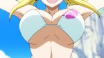  1girl animated animated_gif bikini blonde_hair brown_eyes earrings fairy_tail female jewelry jumping lucy_heartfilia solo swimsuit twintails 