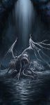  alien back bloodborne creepy dark ebrietas_daughter_of_the_cosmos from_software gradient gradient_background kneeling long_image monster multiple_arms no_humans solo tatsuya_(atelier_road) tentacle wings 