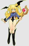 1girl blonde_hair boots breasts dark_magician_girl duel_monster female fortune_lady green_eyes long_hair looking_at_viewer misaka_(missa) simple_background solo wand yu-gi-oh! yuu-gi-ou_duel_monsters 