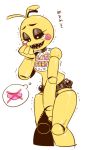  1girl female five_nights_at_freddy&#039;s nitorou robot robot_girl sharp_teeth simple_background solo tears teeth toy_chica translated trembling white_background 