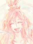  1girl gradient gradient_background mermaid monster_girl one_piece pink_hair princess shirahoshi smile solo 