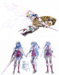  1girl armor atlus blue_hair concept_art genei_ibunroku_#fe helmet long_hair official_art pegasus polearm sheeda_(gir#fe) simple_background vehicle weapon wings 