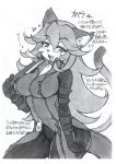  &lt;3 1girl artist_request blush furry looking_at_viewer monochrome opera_kranz solatorobo translation_request 