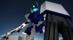 3d gm_sniper_ii gradient gradient_background gun gundam gundam_side_story:_rise_from_the_ashes mecha no_humans shield solo weapon 