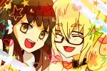  1boy 1girl brown_hair choker couple gatchaman gatchaman_crowds glasses heart ichinose_hajime ninomiya_rui 