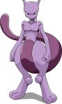  90s looking_at_viewer mewtwo nintendo no_humans pokemon serious simple_background solo tail 