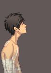  1boy bandage injury male_focus monkey_d_luffy one_piece profile scar simple_background solo topless 