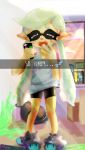  1girl blush closed_eyes open_mouth pointy_ears self_shot splatoon tired yawning 