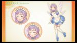  1girl border fairy gradient gradient_background luminous_arc luminous_arc:infinity maid purple_hair ruruxiantte_(luminous_arc) yellow_eyes 