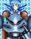  1girl 80s blue_hair cirno gundam gundam_0080 hygogg mecha touhou 