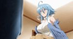  1girl animated animated_gif balloon blue_hair breast_reduction monster_girl monster_musume_no_iru_nichijou papi_(monster_musume) solo 