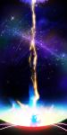  electricity glowing gradient gradient_background lightning no_humans pikachu pokemon pokemon_(game) shooting_star silhouette solo space star_(sky) starry_sky tom_skender 