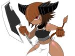  1girl artist_request character_request dog furry red_eyes simple_background solo sword tagme 