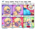  1girl ass blonde_hair blue_eyes blush bridal_veil chart chiko_(mario) closed_eyes crown earrings gradient gradient_background jewelry lips looking_at_viewer looking_back meme musical_note rosetta_(mario) super_mario_bros. super_mario_galaxy veil 