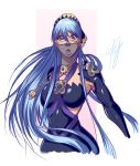  1girl aqua_(fire_emblem_if) blue_hair breasts dancer female fire_emblem fire_emblem_if long_hair nintendo open_mouth simple_background solo yellow_eyes 