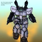  artist_request character_name dual_wielding gradient gradient_background gun guncannon_mp_type gundam gundam_side_story:_rise_from_the_ashes mecha weapon 