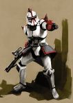  1boy ab armor clone_trooper gelgoog gun gundam highres male_focus mobile_suit_gundam parody soldier solo star_wars weapon 