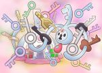  gradient gradient_background key klefki no_humans official_art pokemon pokemon_mystery_dungeon solo tagme treasure_chest 