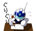  artist_request chibi gm_sniper_ii gundam gundam_side_story:_rise_from_the_ashes mecha no_humans paper pencil simple_background solo 