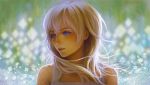  1girl blonde_hair blue_eyes gradient gradient_background kingdom_hearts kingdom_hearts_ii lips long_hair namine nose open_mouth short_hair solo 