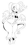  detached_sleeves leviathan_(skullgirls) monochrome skullgirls squigly_(skullgirls) stitched_mouth thecon wide_hips zombie 