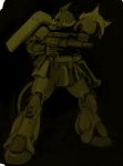  bsk gradient gradient_background gun gundam mecha mobile_suit_gundam monochrome no_humans weapon zaku zaku_ii 