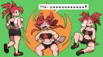  00s 1girl abs ass asuna_(pokemon) breasts brown_hair cleavage female gym_leader looking_back muscle nintendo open_mouth pokemon pokemon_(game) pokemon_rse red_eyes redhead shenanimation shorts simple_background sweat thick_thighs towel tubetop 