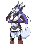  1girl breasts cosplay female furry kantai_collection kazuhiro long_hair open_mouth purple_hair simple_background skirt solo violet_eyes white_background wolf 