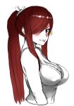  1girl blush bra breasts cleavage erza_scarlet fairy_tail female large_breasts simple_background solo star the_golden_smurf underwear 