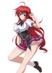  1girl blue_eyes breasts female high_school_dxd large_breasts long_hair official_art redhead rias_gremory school_uniform simple_background smile solo standing 