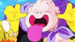  2boys alien animated animated_gif antennae babidi belt blue_sky brown_skin cape dragon_ball dragonball_z fat gloves majin_buu male_focus monster multiple_boys pink_skin sky surprised taunting tongue 