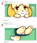  1girl :&gt; blush dog doubutsu_no_mori hanging looking_at_viewer nintendo panties pantyshot parody shigatake shizue_(doubutsu_no_mori) simple_background twitter underwear 