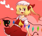  1girl blonde_hair fang female flandre_scarlet hat heart heart_background red_eyes simple_background solo touhou wings 
