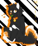  1boy dog fruit orange orange_eyes original puppy simple_background solo striped_background tagme wolf 