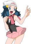  1girl blue_eyes blue_hair hainchu hikari_(pokemon) matching_hair/eyes nintendo pokemon simple_background solo tagme 
