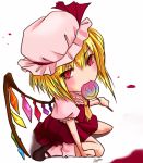  1girl candy female flandre_scarlet hat lollipop simple_background solo touhou wings 