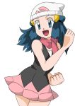  1girl blue_eyes blue_hair hainchu hikari_(pokemon) matching_hair/eyes nintendo pokemon simple_background solo tagme 
