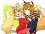  1boy 1girl father_and_daughter fire_emblem fire_emblem_if kinu_(fire_emblem_if) kitsune nishiki_(fire_emblem_if) simple_background tagme 