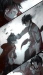  1girl 2boys angry bleeding blood cape crying dishwasher1910 dying hand_on_another&#039;s_head highres multiple_boys qrow_branwen ruby_rose rwby scorpion_tail tyrian uncle_and_niece 