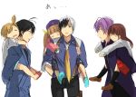  3boys 3girls aqua_eyes barakamon black_hair brown_hair crossover elle_mel_martha garry_(ib) grey_hair handa_seishuu ib ib_(ib) kotoishi_naru ludger_will_kresnik multicolored_hair multiple_boys multiple_girls purple_hair short_hair simple_background sleeping tales_of_(series) tales_of_xillia_2 violet_eyes 