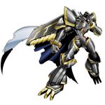 1boy alphamon armor bandai digimon full_armor gauntlets male_focus monster no_humans official_art royal_knights shoulder_pads simple_background solo white_background 