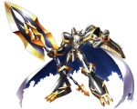  alphamon alphamon_ouryouken armor cape digimon digimon_story:_cyber_sleuth full_armor gauntlets kyūkyoku_senjin_ouryūken monster no_humans official_art royal_knights shoulder_pads simple_background solo sword weapon white_background yasuda_suzuhito 