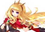  1girl blonde_hair cagliostro_(granblue_fantasy) cape crown granblue_fantasy hair_ornament long_hair simple_background smile solo star violet_eyes wasanbon_(atwazooka) 