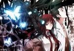  1boy 1girl 5pb. black_hair blue_eyes brown_hair chuunibyou closed_eyes facial_hair jacket labcoat long_hair looking_at_viewer looking_away makise_kurisu necktie nitroplus okabe_rintarou science_adventure short_hair steins;gate 