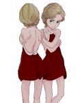  1girl blonde_hair blue_eyes child dress guest_from_the_future multiple_views season_(artist) short_hair simple_background white_background 