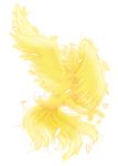  bird caladrius caladrius_(character) feathers fire flying glowing gradient gradient_background no_humans official_art phoenix simple_background solo white_background yasuda_suzuhito 