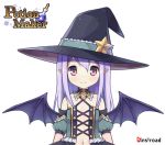  1girl animated animated_gif blush closed_eyes hat looking_at_viewer mauve pink_eyes pio_(potion_maker) potion_maker purple_hair wings witch_hat 