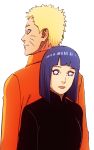  1boy 1girl back-to-back blonde_hair blue_eyes boruto:_the_movie color hime_cut husband_and_wife hyuuga_hinata lavender_eyes looking_back naruto purple_hair simple_background size_difference spiky_hair uzumaki_naruto whiskers 